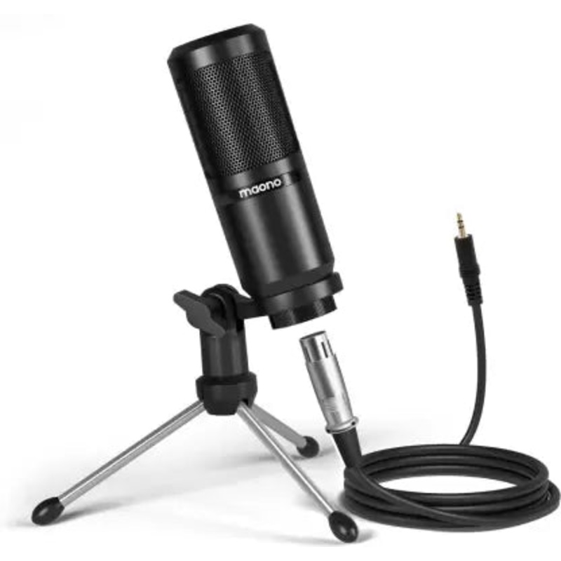 (Open Box) MAONO AU-PM360TR Condenser Podcast Microphone with Mic Gain. Computer Mic for Singing, Studio Recording, YouTube Microphone