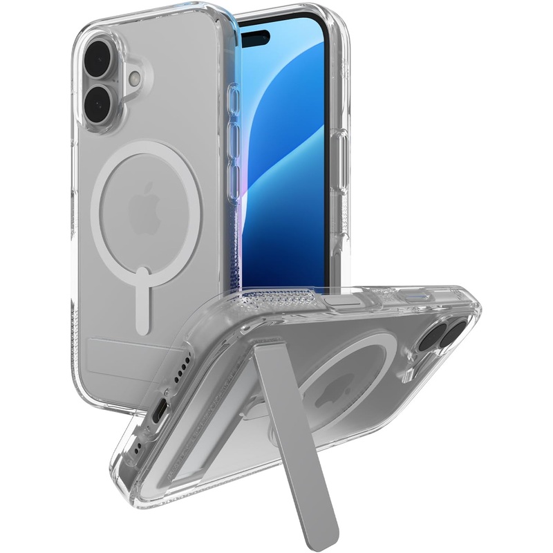 ZAGG – Crystal Palace Snap MagSafe Case with Kickstand for Apple iPhone 16 – Clear