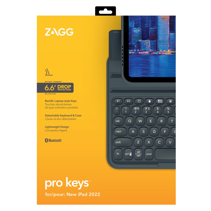 ZAGG Pro Keys Wireless Keyboard and Detachable Case for Apple iPad 10.9 (2022) Black