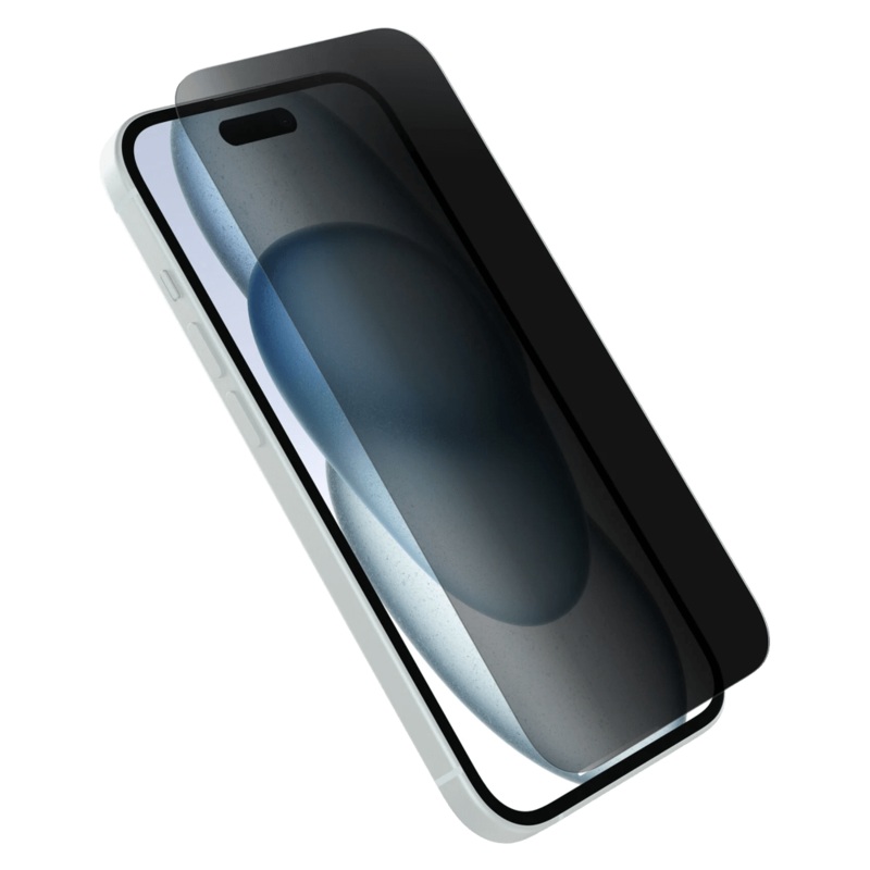 OtterBox Premium Pro Glass Antimicrobial Privacy Screen Protector for Apple iPhone 15 Clear