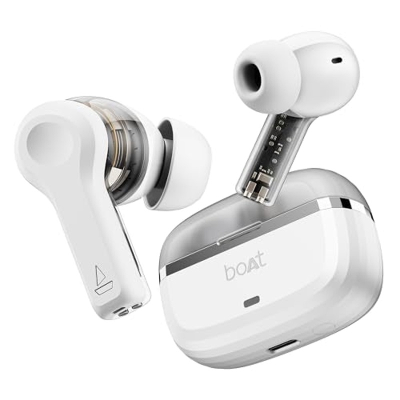 (Open Box) boAt Nirvana Space w/ 360 Spatial Audio, ANC Up to 32dB, 100hrs Playback, 4 Mics with AI-ENx, Hearables App, Adaptive EQ, in-Ear Detection, DLC Drivers Truly Wireless in Ear Earbuds