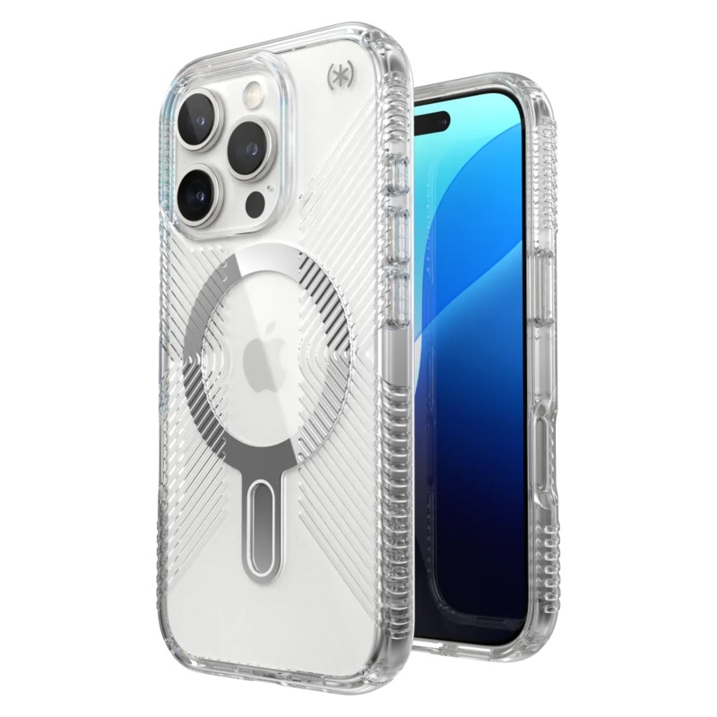 Speck – Presidio Perfect Clear Grip Case with ClickLock for Apple iPhone 16 Pro – Clear