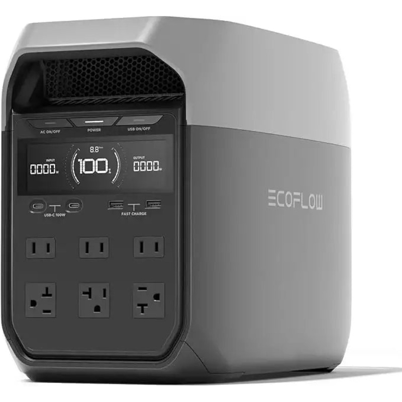 ECOFLOW DELTA 3 Portable Power Station, 1024Wh LiFePO4 Battery, Full Charge in 56 Min, 1800W AC/100W USB-C Output, Solar Generator(Solar Panel Optional) for Home Backup Power, Camping & RV