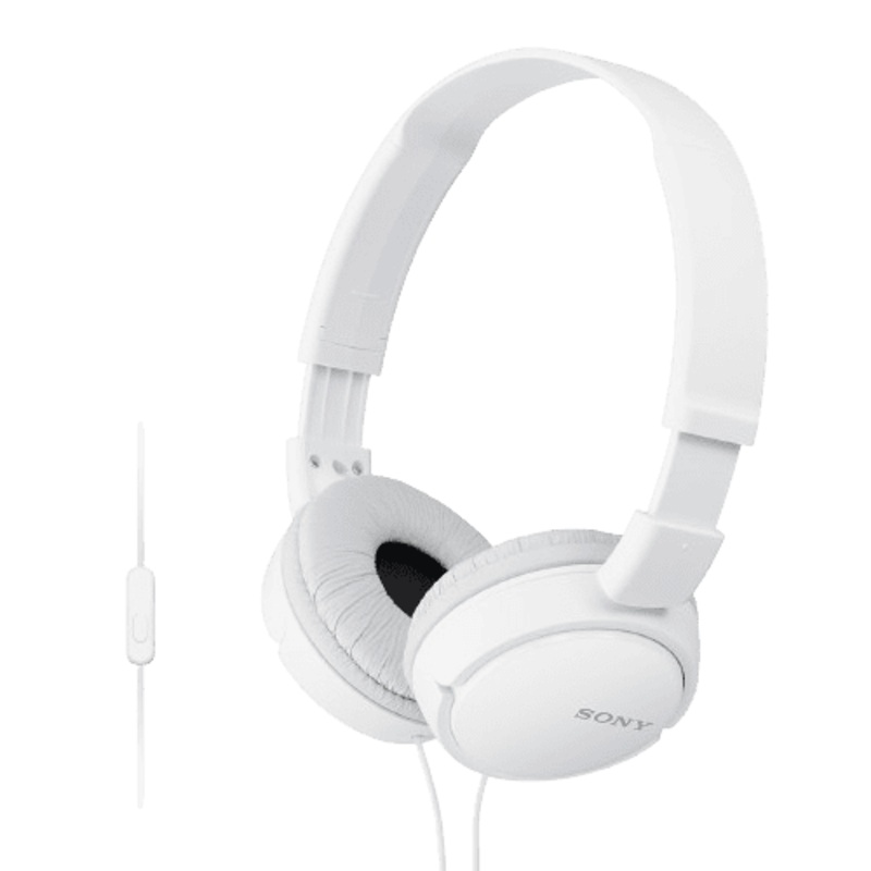 Sony Stereo Headphones | Wired On Ear with Mic | White |  MDR ZX110AP