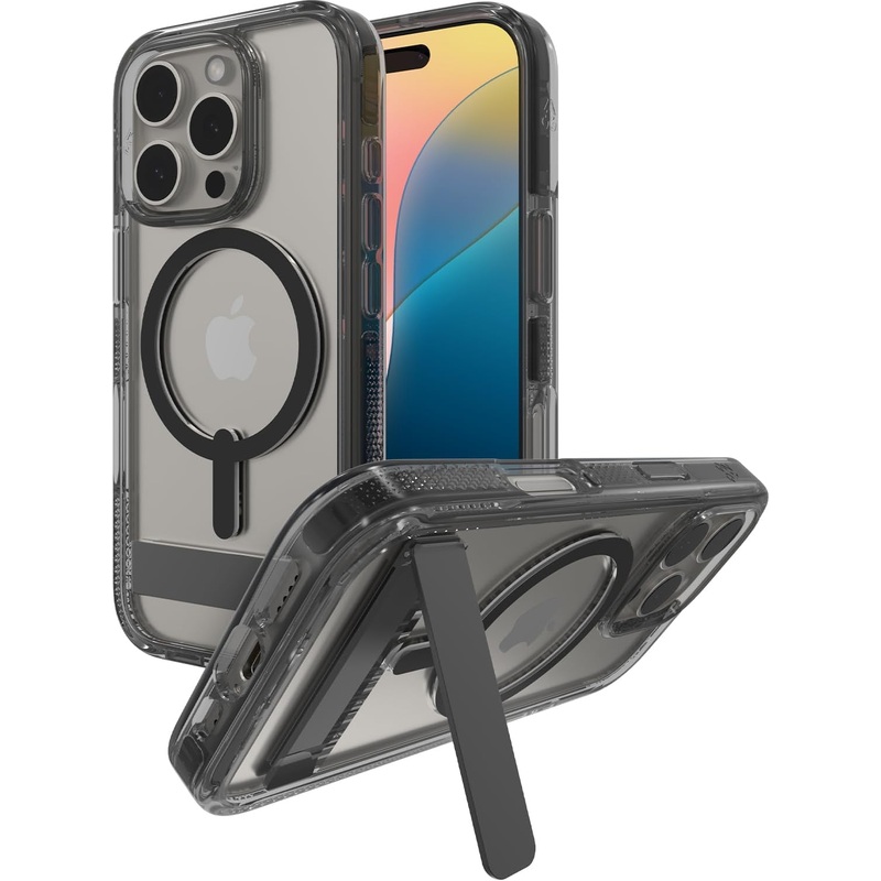 ZAGG – Santa Cruz Snap MagSafe Case with Kickstand for Apple iPhone 16 Pro  – Black