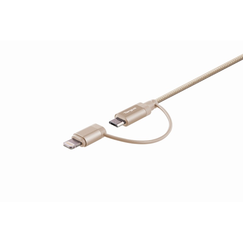 (Open Box) Targus ACC99507AP ALU Series 2-in-1 Lightning and Micro USB Cable (Gold)