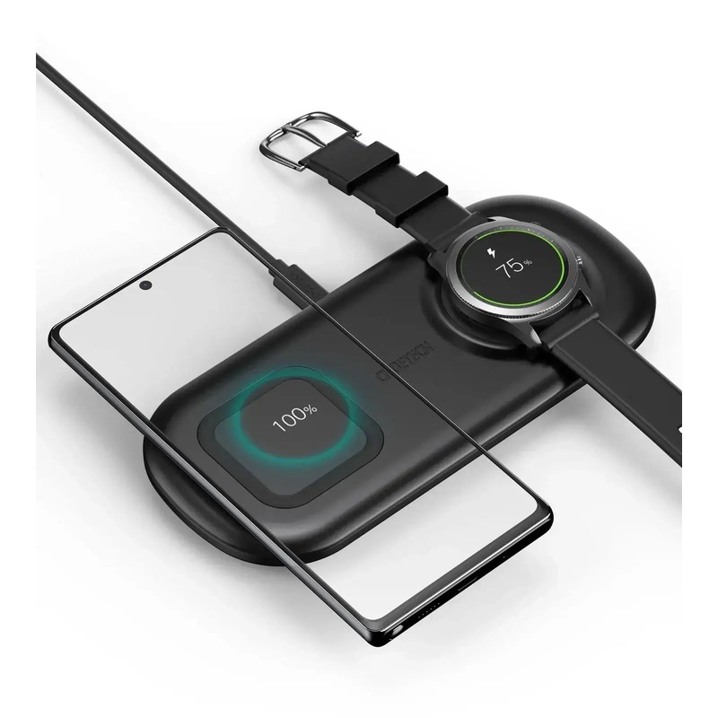 Choetech 2 in 1 Wireless Charger, 10W Max Wireless Charging Pad with Adapter for Galaxy Watch – T570