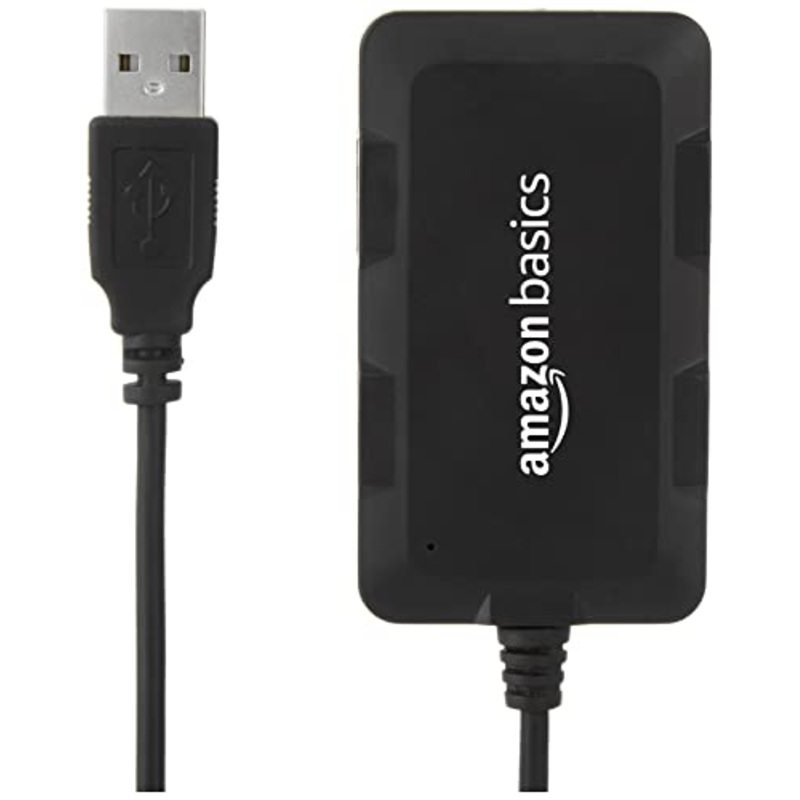 (Open Box) Amazon Basics Hi-Speed 4 Port Ultra Slim USB 2.0 Hub for Laptops and Computers (Black)