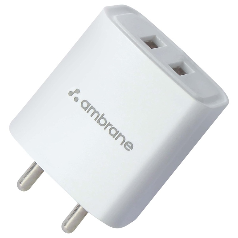 (Open Box) Ambrane 15W Dual Port Mobile Charger, Dual USB Port, Compatible with iPhone, iPad, Samsung Galaxy, Note, Redmi, Mi, Oneplus, Oppo, Vivo Smartphones, Made in India, Compact & Durable (RAAP S21, White)