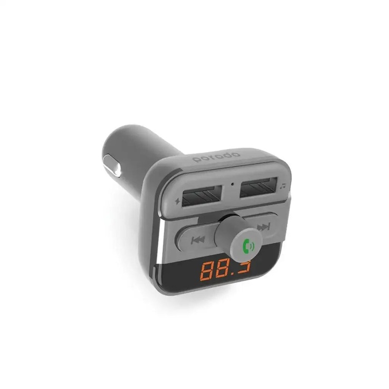 Porodo Wireless Hands-Free Car Kit With Built-In FM Transmitter 3.4AMP (FMBT17) (15W)