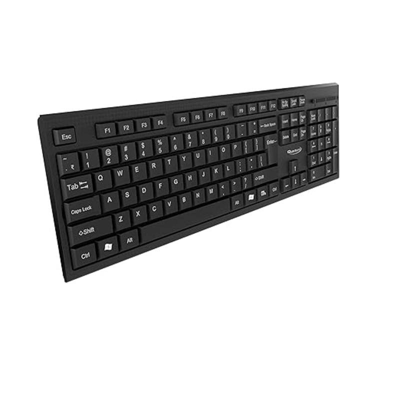 (Open Box) Quantum QHM-7406 Full-Sized Keyboard with (?) Rupee Symbol, Hotkeys and 3-pieces LED function for Desktop/Laptop/Smart TV Spill-Resistant Wired USB Keyboard with 10 million keystrokes lifespan (Black)