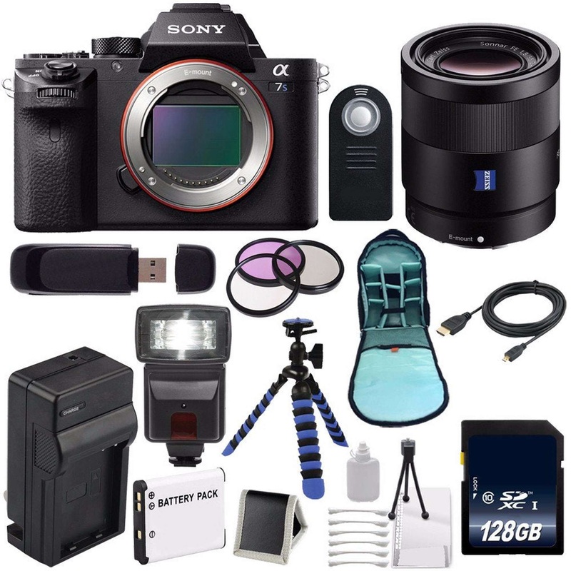 Sony Alpha a7S II a7S Mark II a7SII ILCE7SM2/B Mirrorless Digital Camera (International Model) + Sony Sonnar T FE 55mm Lens Graphic Bundle