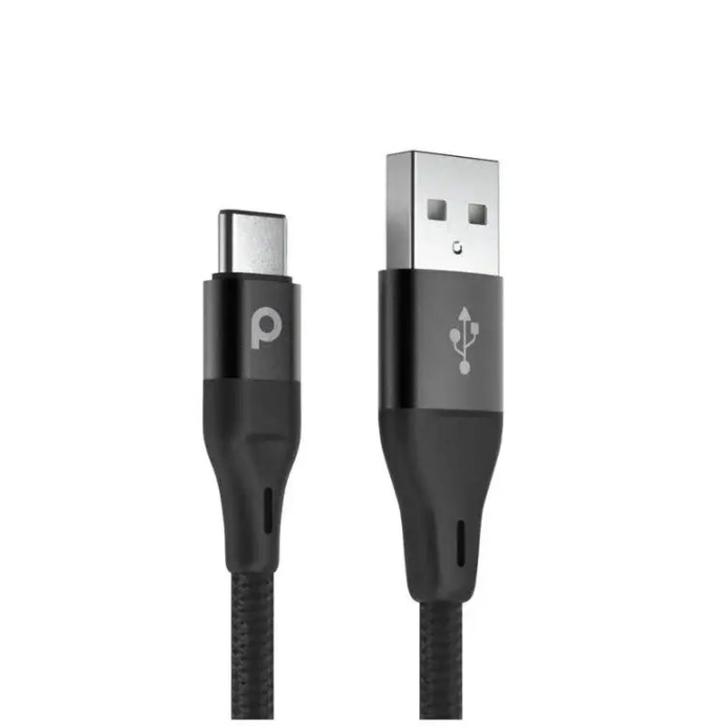 Porodo PD-ACBR22-BKPorodo Braided USB-A to Type-C (3A 2.2m)Black