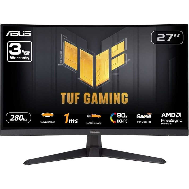 ASUS TUF Gaming 27 1080P Curved Monitor (VG27VQM1B) – Full HD, 1500R, 280Hz, 1ms, Extreme Low Motion Blur, FreeSync Premium, Shadow Boost, Eye Care, 90% DCI-P3, DisplayWidget Center, 3 yr Warranty