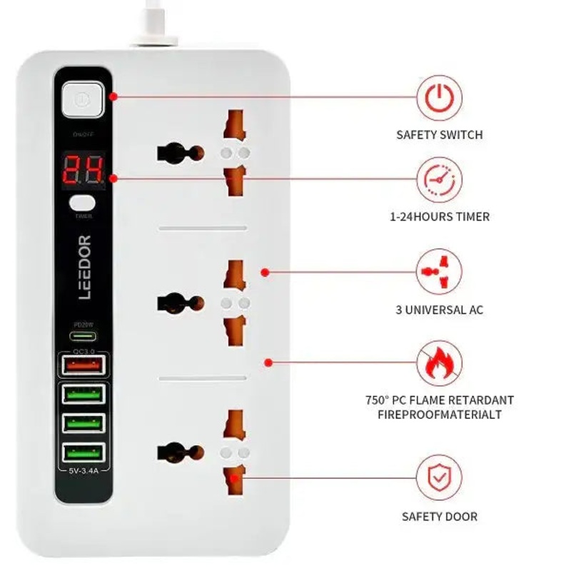 LD-401PD , LEEDOR PD 20W FAST CHARGING POWER SOCKET , WHITE