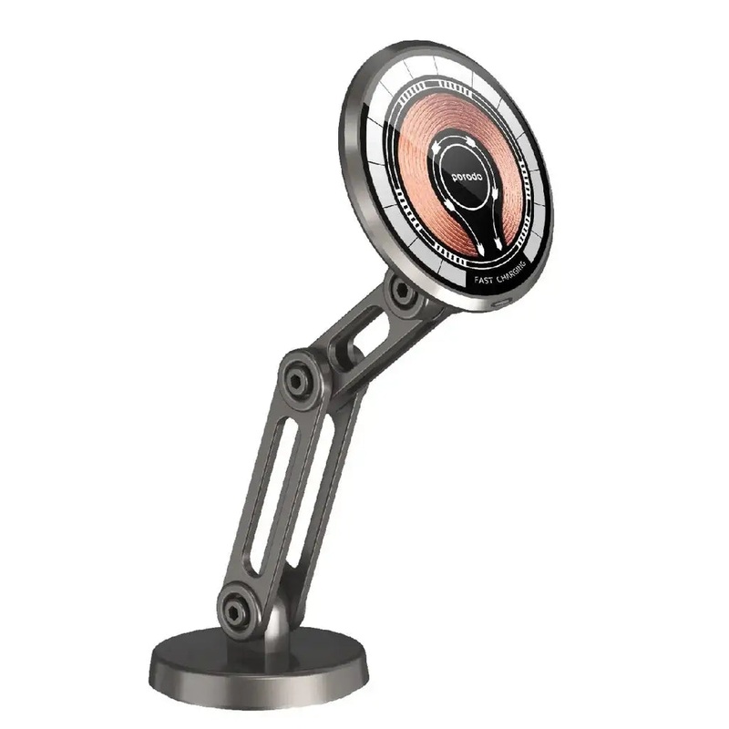 Porodo Magnetic Wirless Fast Charging Mount with Double Armg and 360 Rotation – Black