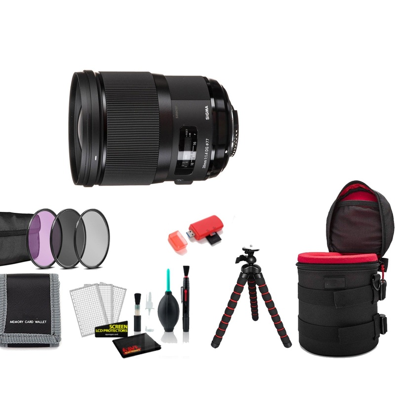 Sigma 28mm f/1.4 DG HSM Art Lens for Nikon F with Tripod and More