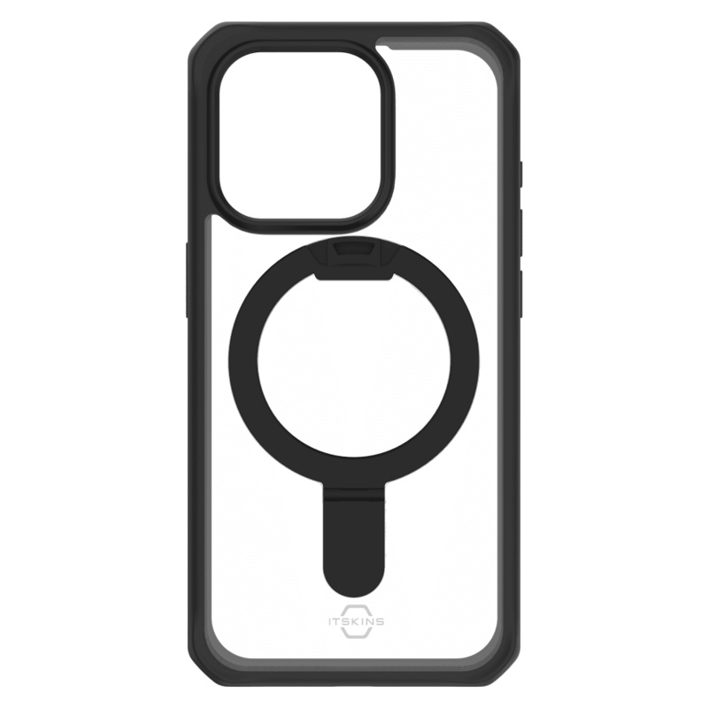 ITSkins Hybrid_R MagSafe Case with Stand for Apple iPhone 15 Pro Max Black