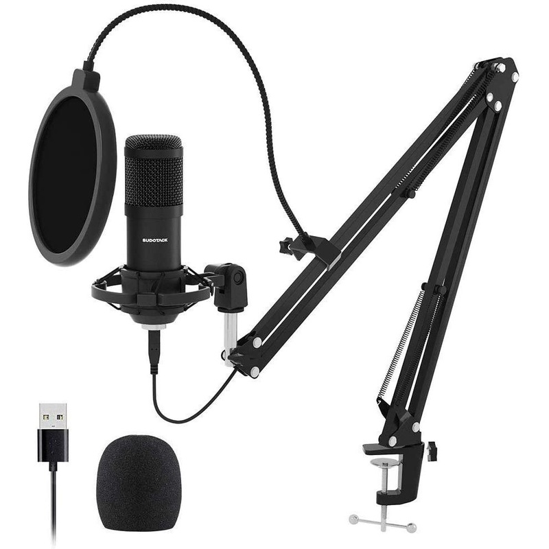 USB Gaming Microphone Streaming Podcast PC Microphone Condenser Mic Kit with Flexible Arm