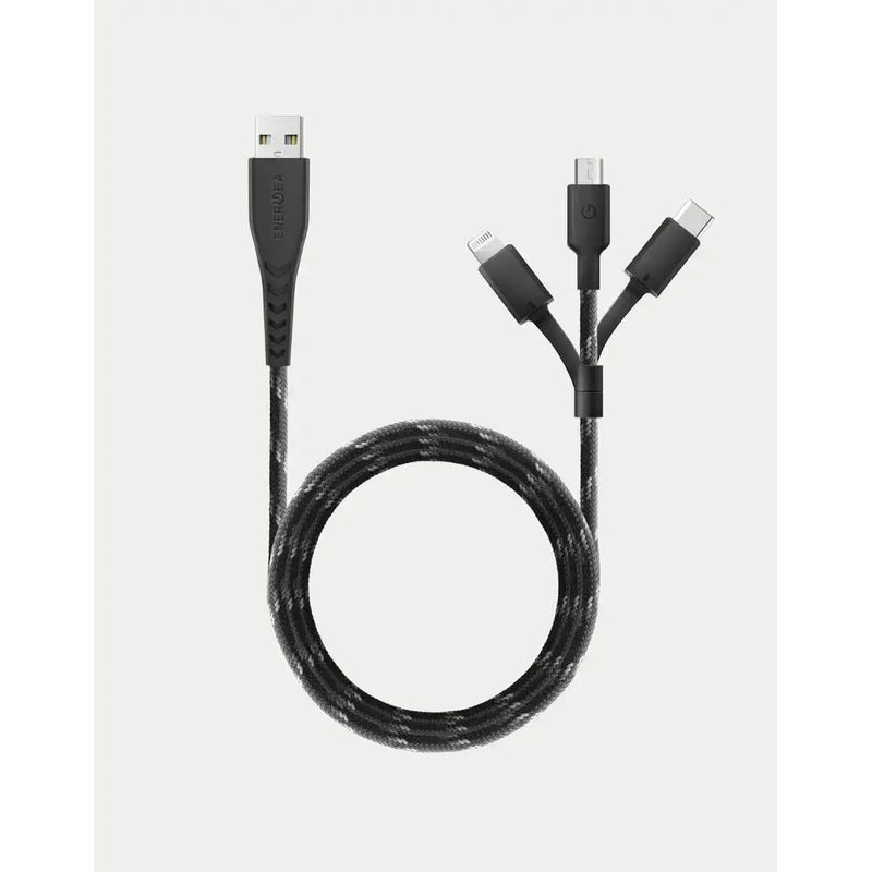 ENERGEA NYLOFLEX 3-IN-1 MICRO USB + LIGHTNING + USB-C CHARGE & SYNC CABLE