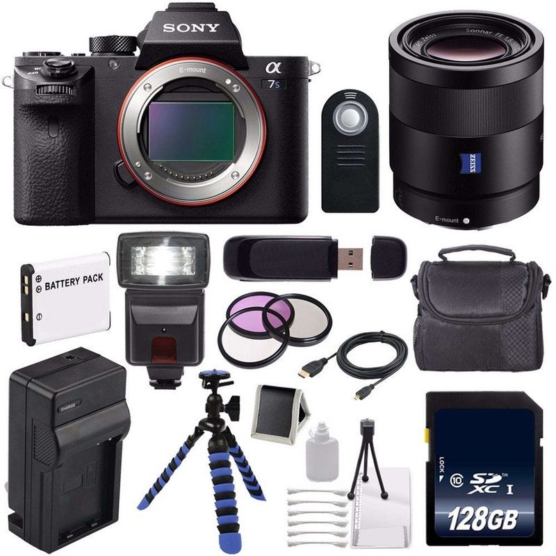 Sony Alpha a7S II a7S Mark II a7SII ILCE7SM2/B Mirrorless Digital Camera (International Model) + Sony Sonnar T FE 55mm Lens  Extreme Bundle