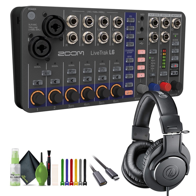 Zoom LiveTrak L-6 Portable 6-Channel Digital Recorder, Studio Monitor Headphones