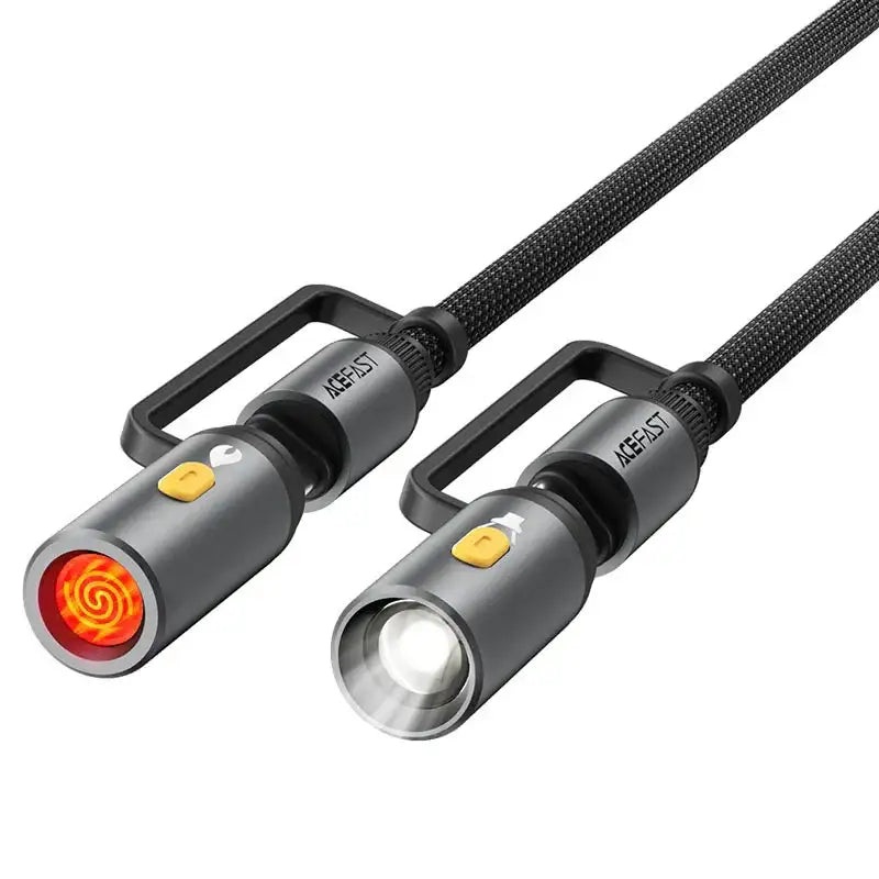 AceFast | 18490 | J4 | Multifunction Charging Data Cable Usb C+ Led Light + Cigarette Lighter | Black