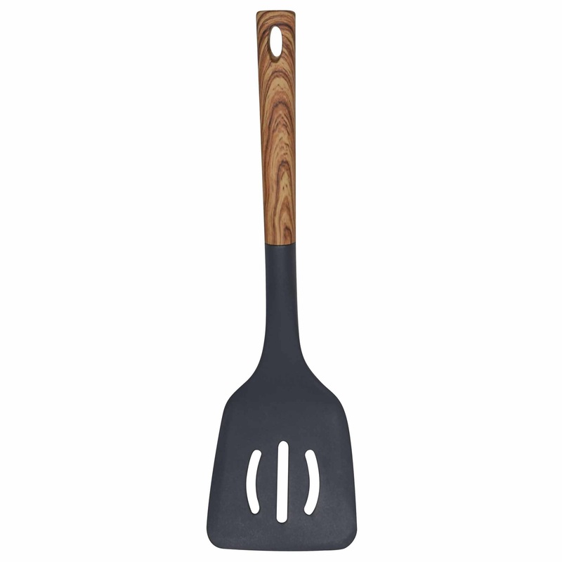 Bene Casa – Black Spatula with Wood Like Handle, Heat Resistant.Black Spatula w/Woodlike Handle, 14