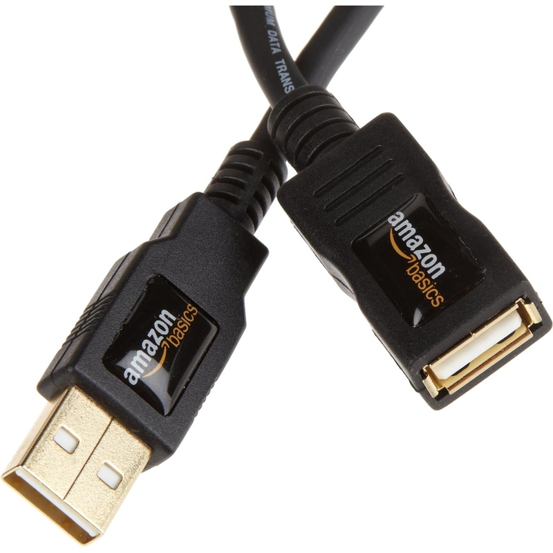 (Open Box) AmazonBasics USB 2.0 Extension Cable – A-Male to A-Female Cord, Personal Computer, Printer 6.5 Feet (Black, 2 Meters), 10-Pack