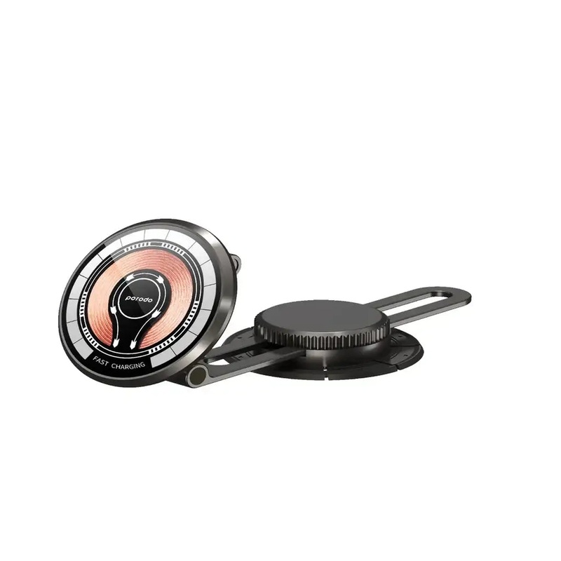 Porodo Magnetic Wirless Fast Charging Mount with Double Folding and 360 Rotation – Black