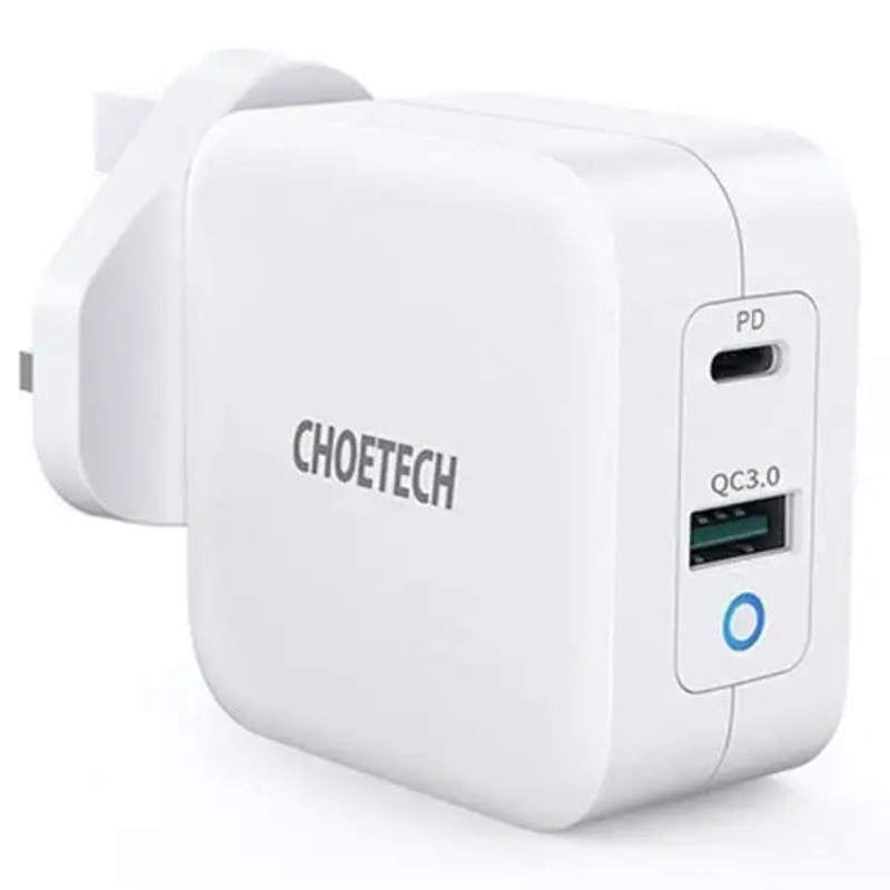 Choetech Dual Ports Fast Charger 38W – PD5002 UK  White