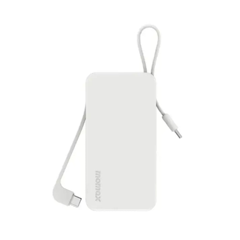 IP138W | Momax 1-PowerVital+10000mAhBatteryPackwithDualBuilt-inUSB-CCable| White