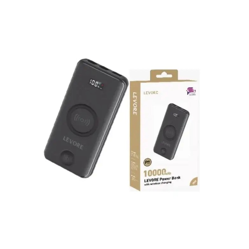 Levore 3 in 1 PowerBank, 10000mAh, Wireless charge, PD 20W, Apple Watch Charge – Black- LP431-BK