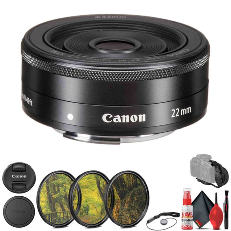 Canon EF -M 22mm f/2 STM Lens with 3-Piece Filter Kit & More (5985B002)