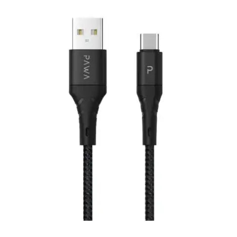 Pawa-PW-12BDATOC-BK,Data Cable Braided 1.2 Meter USB A To Type-CBlack