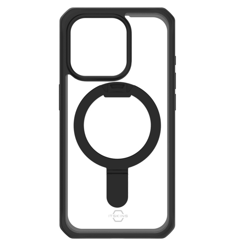 ITSkins Hybrid_R MagSafe Case with Stand for Apple iPhone 15 Pro Black