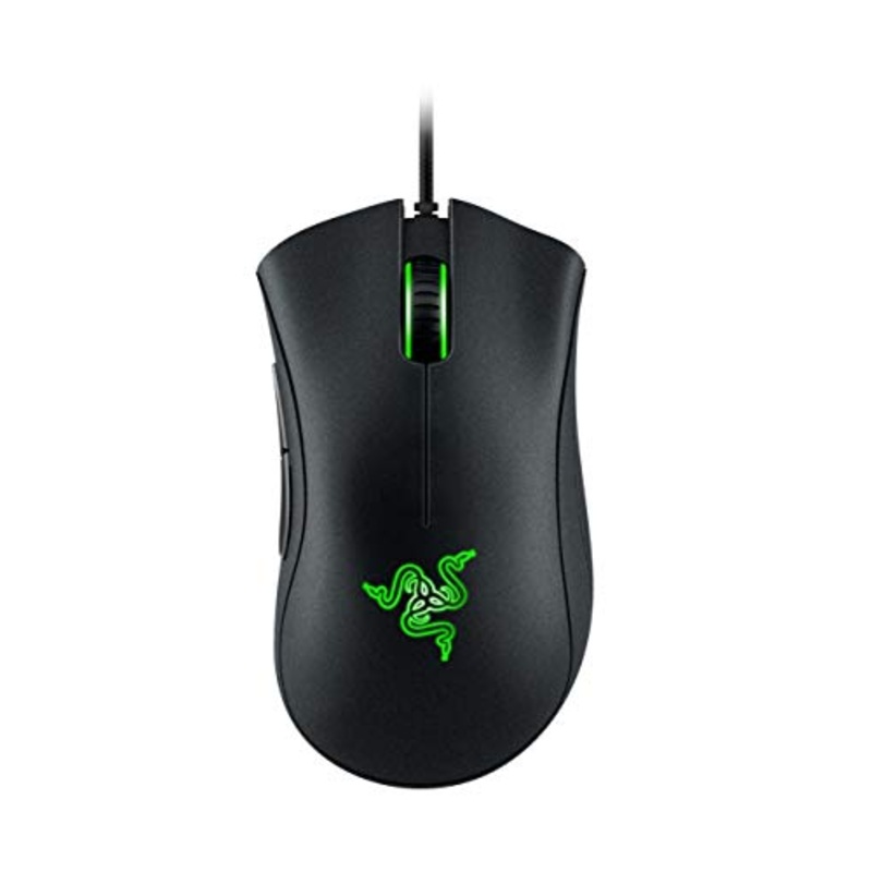 (OPEN BOX) Razer DeathAdder Essential Wired Gaming Mouse I Single-Color Green Lighting I 6400DPI Optical Sensor- Black – RZ01-03850100-R3M1