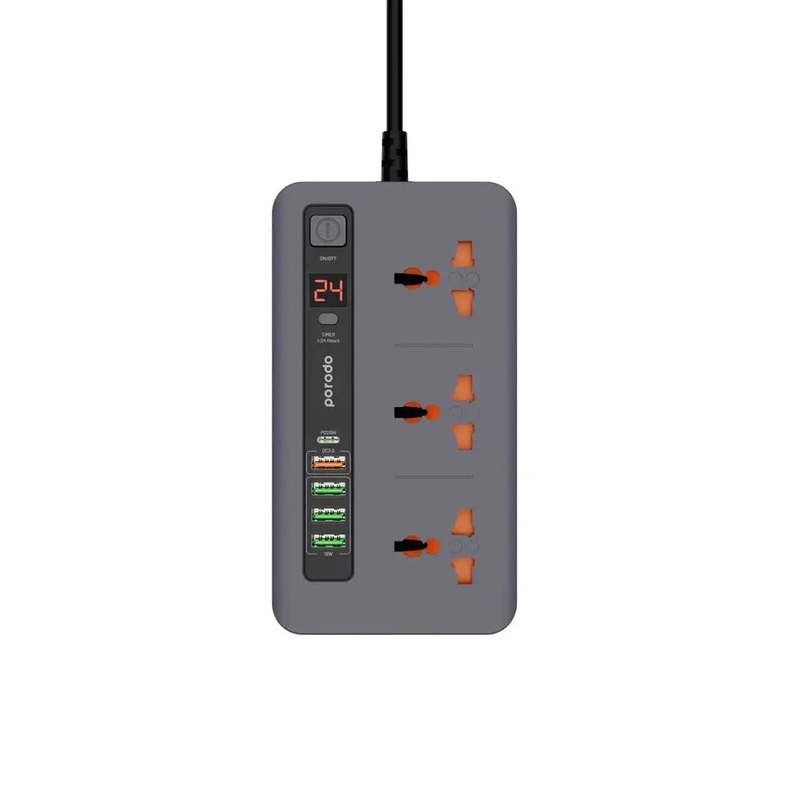 Porodo Multi-Port Power HUB 4 USB-A/USB-C Ultimate Home & Office Kit 2M PD-FWCH013-GY  Grey