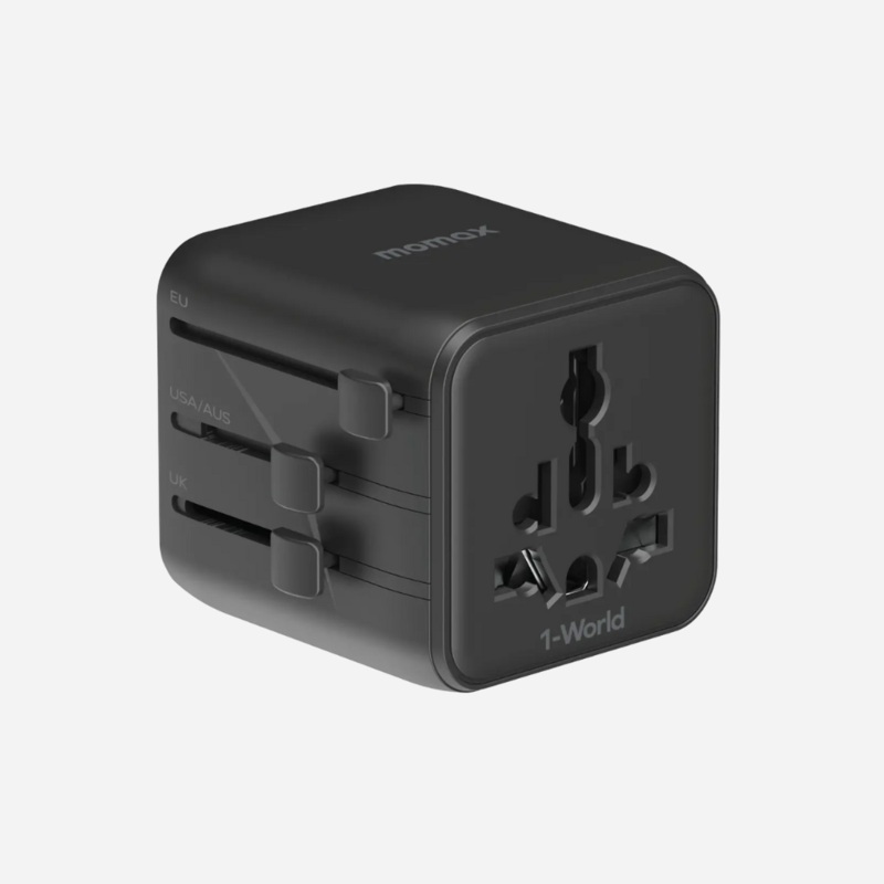 1-World Travel Adaptor|Black|Gray|Pink|White