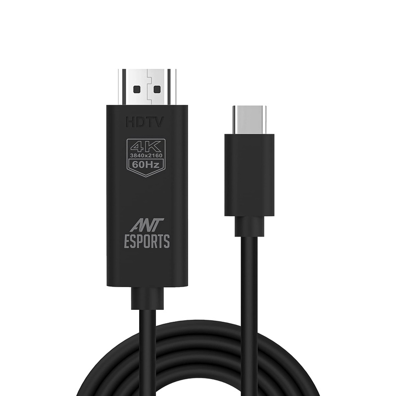 (Open Box) Ant Esports AECH18 High-Definition USB-C to HDMI Cable 1.8 meters / 5.9 FT (4K 60Hz) Compatible with Windows, Apple, Linux, Android  Black
