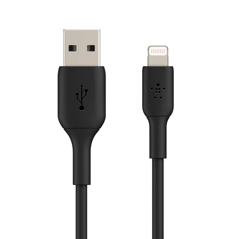 (Open Box) Belkin Apple Certified PVC Lightning to USB-A Charge and Sync Type A Cable, Tough and Durable, For iPhone, iPad, Air Pods, 3.3 Feet (1 Meter) – Black