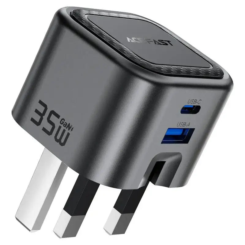 AceFast | 18498 | A120 | PD35W Folding Gan (A+C) Charger Metal Gray| UK | Black