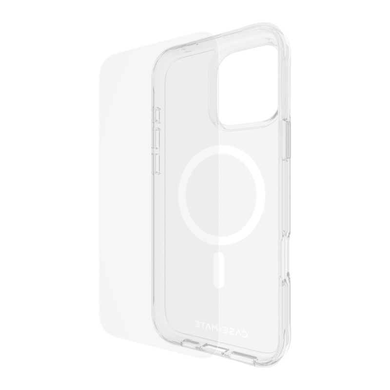 Case-Mate – Protection Pack Tough MagSafe Case and Glass Screen Protector for Apple iPhone 16 Pro Clear