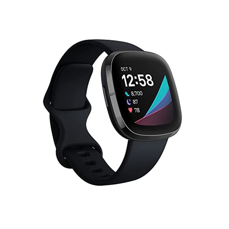 (Open Box) Fitbit Sense Advanced Smartwatch with Tools for Heart Health, Stress Management & Skin Temperature Trends, Alexa Built-in, Carbon/Graphite, One Size S & L Bands