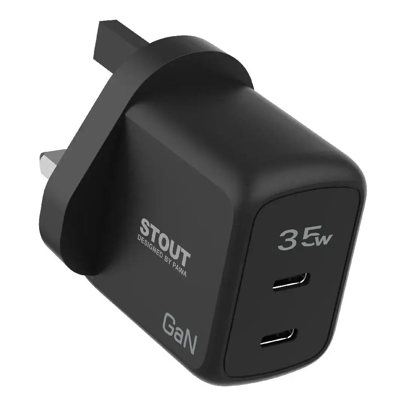 Pawa Stout Gan Travel Charger with Dual PD Port 35W-Black PW-GN35UK-BK