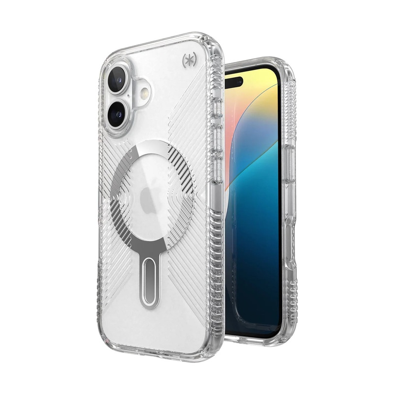 Speck – Presidio Perfect Clear Grip Case with ClickLock for Apple iPhone 16 – Clear