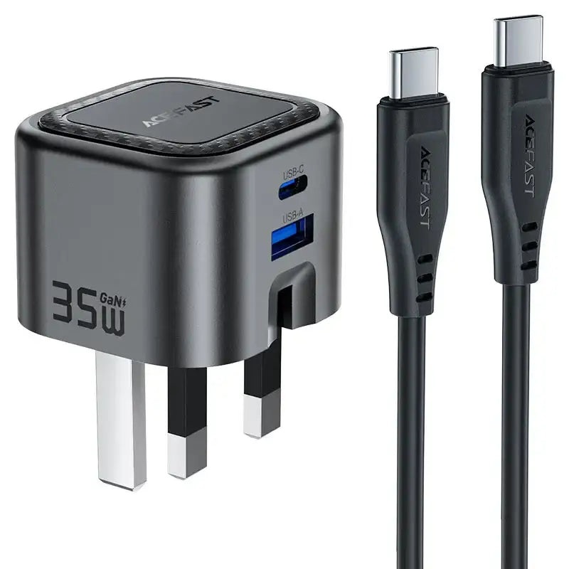 AceFast | 18499 | A120 | PD35W Folding Gan (A+C) Charger Display Set (P5) Metal Gray| UK | Black