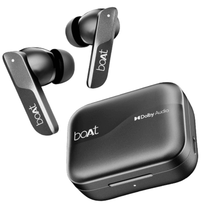 boAt Airdopes 800 | Dolby Audio | 4 Mics AI ENx Tech Titanium Drivers | Interstellar Black