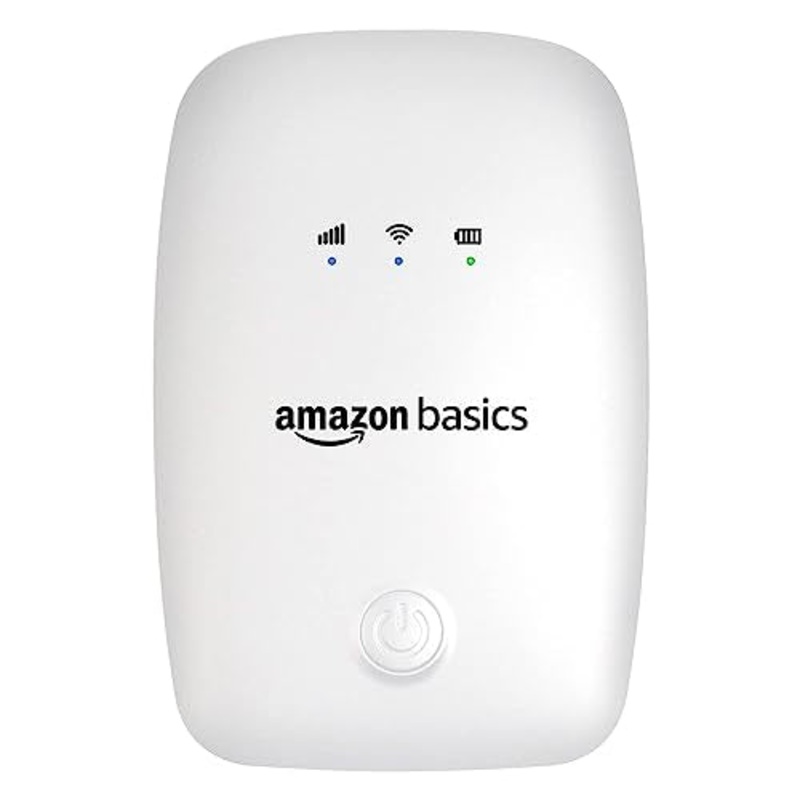 (Open Box) amazon basics 4G LTE Wireless Dongle with All Sim Network Support|Plug&Play Data Card Stick with Up to 150Mbps WiFi Hotspot|2100Mah Rechargeable Battery|Sim Adapter Included (White),Single_Band l
