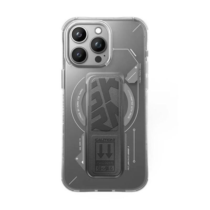 SkinArma iPhone 15 Pro Helio Clear Case Magsafe With Gripstand | Gray